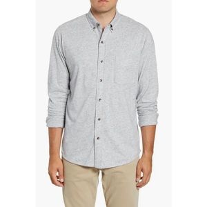 Faherty Luxe Heather Knit Button Down Shirt in Heathered Grey